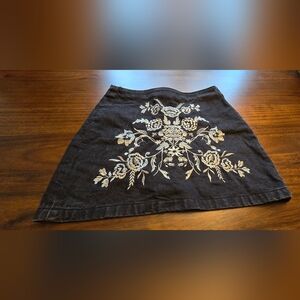 Topshop Black Skirt with Gold Embroidery